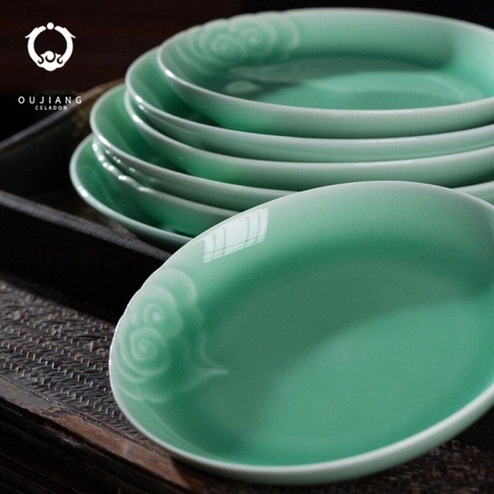 25pcs Ceramic Set Celadon Plum Cyan