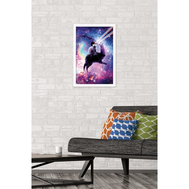 Trends International James Booker Laser Space Cat Llama Framed Wall Poster Prints