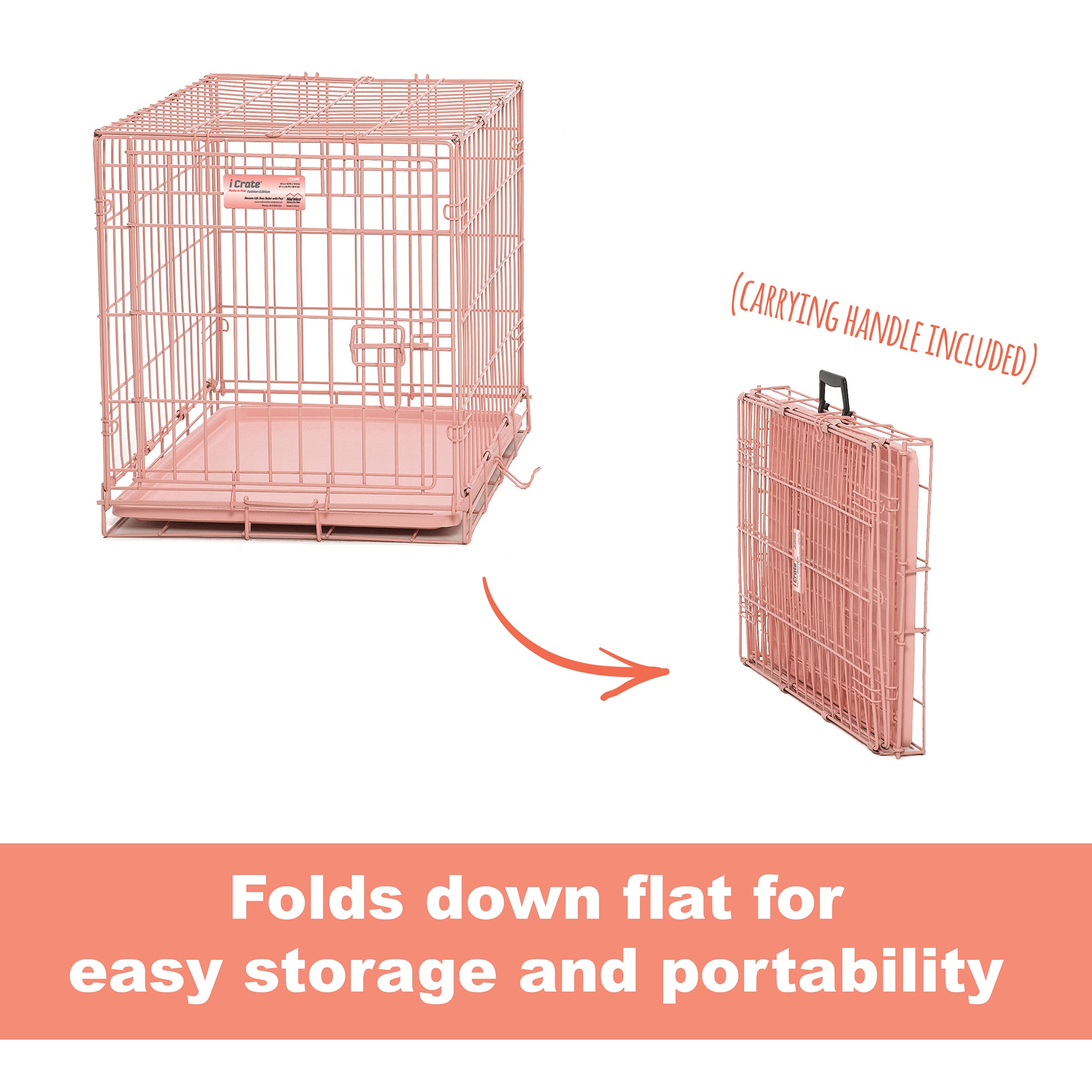 Midwest Pink iCrate Single Door for Dogs， 24.77