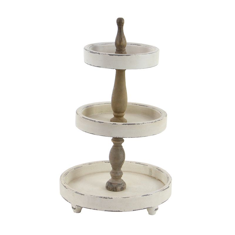 Stella and Eve White Wood Tiered Server