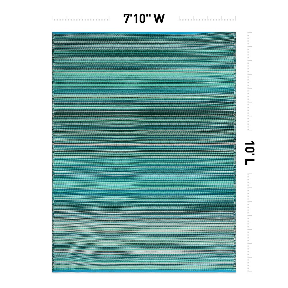 Contemporary Stripe Reversible Plastic Outdoor Rugs