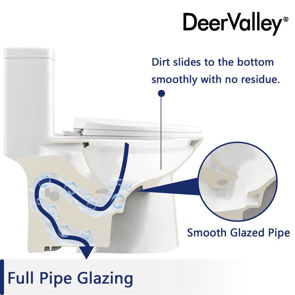 DEERVALLEY Symmetry 1Piece 1116 GPF Dual Flush Elongated Toilet in White with Map Flush 1000g Soft Closed Seat Included