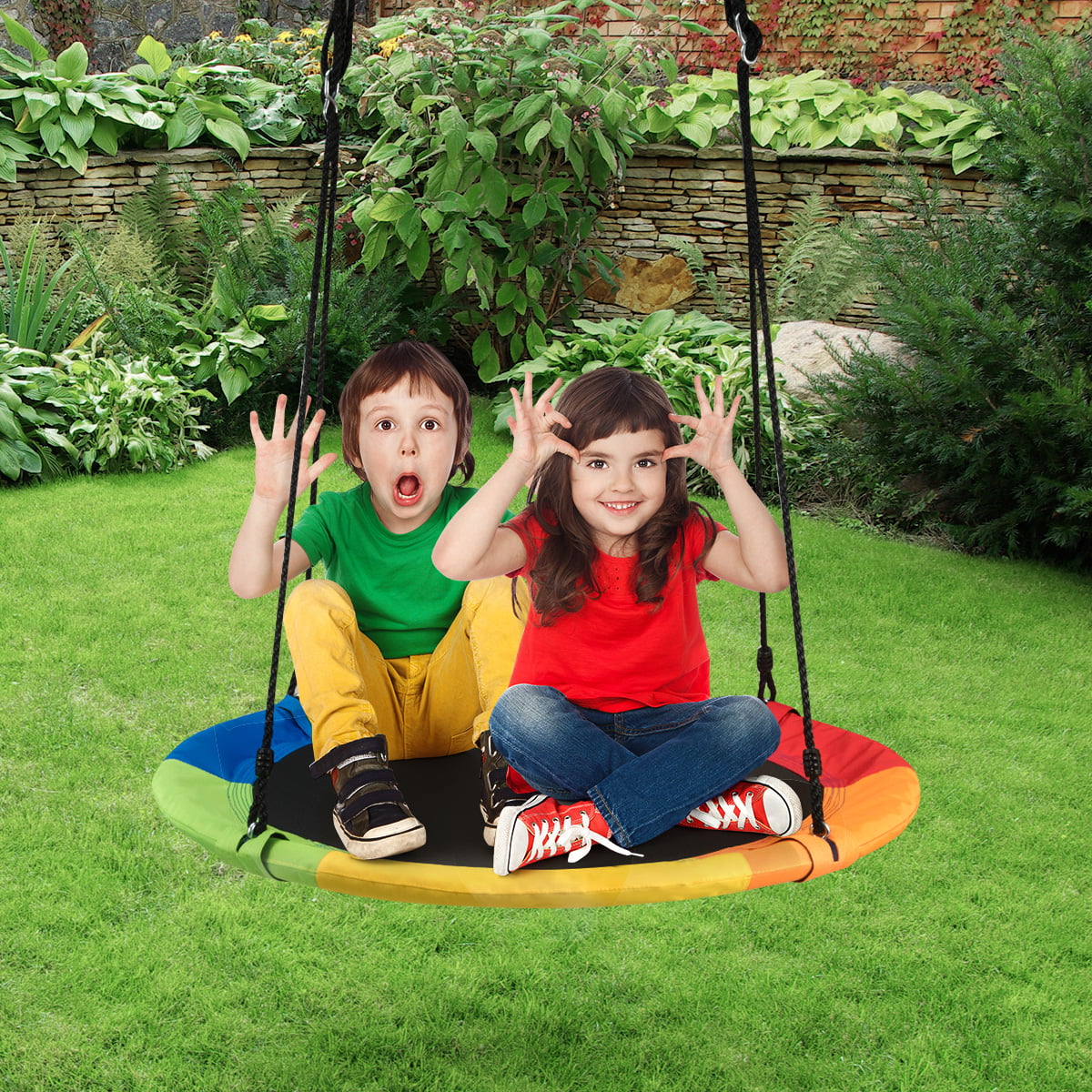 SUGIFT 40in Tree Swing Indoor Outdoor Play Set Swing for Kids， Colorful