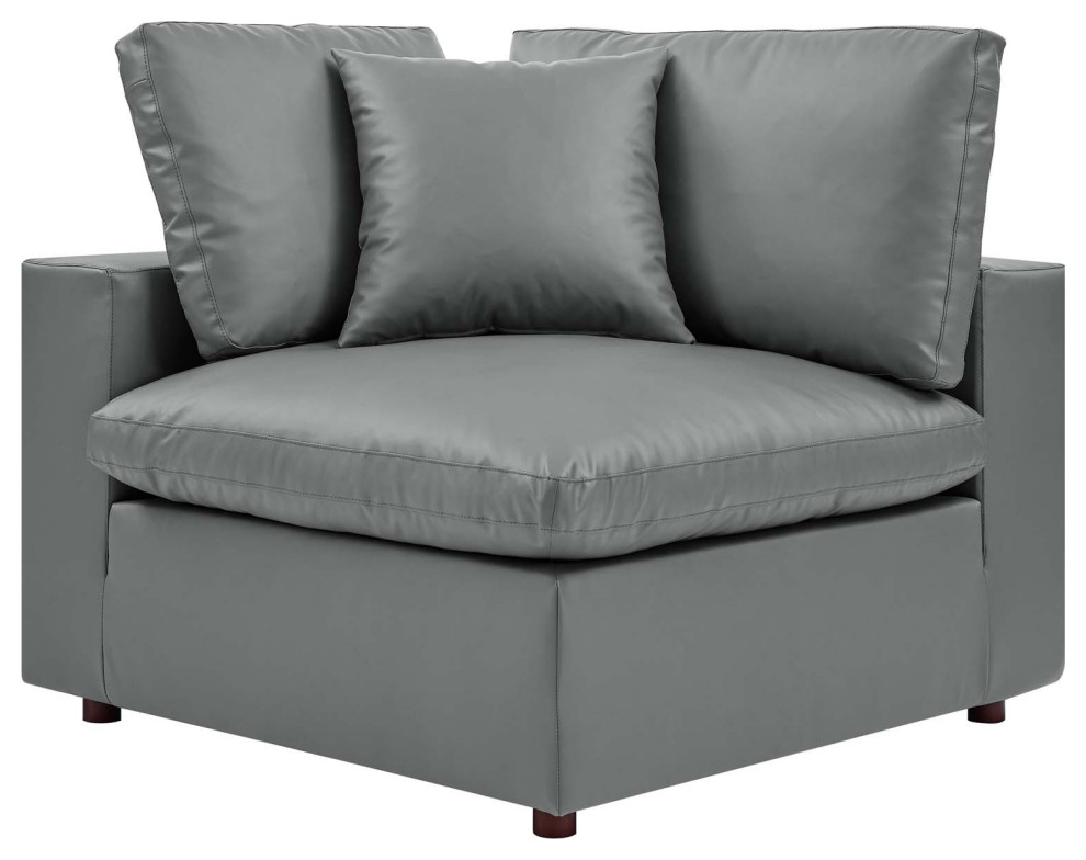 Sofa Corner Chair  Faux Vegan Leather  Gray  Modern  Lounge Hospitality   Transitional   Armchairs And Accent Chairs   by House Bound  Houzz