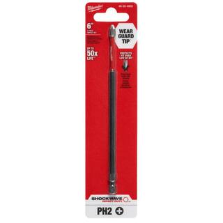 MW SHOCKWAVE Impact Duty 6 in. Phillips #2 Alloy Steel Screw Driver Bit (1-Pack) 48-32-4802