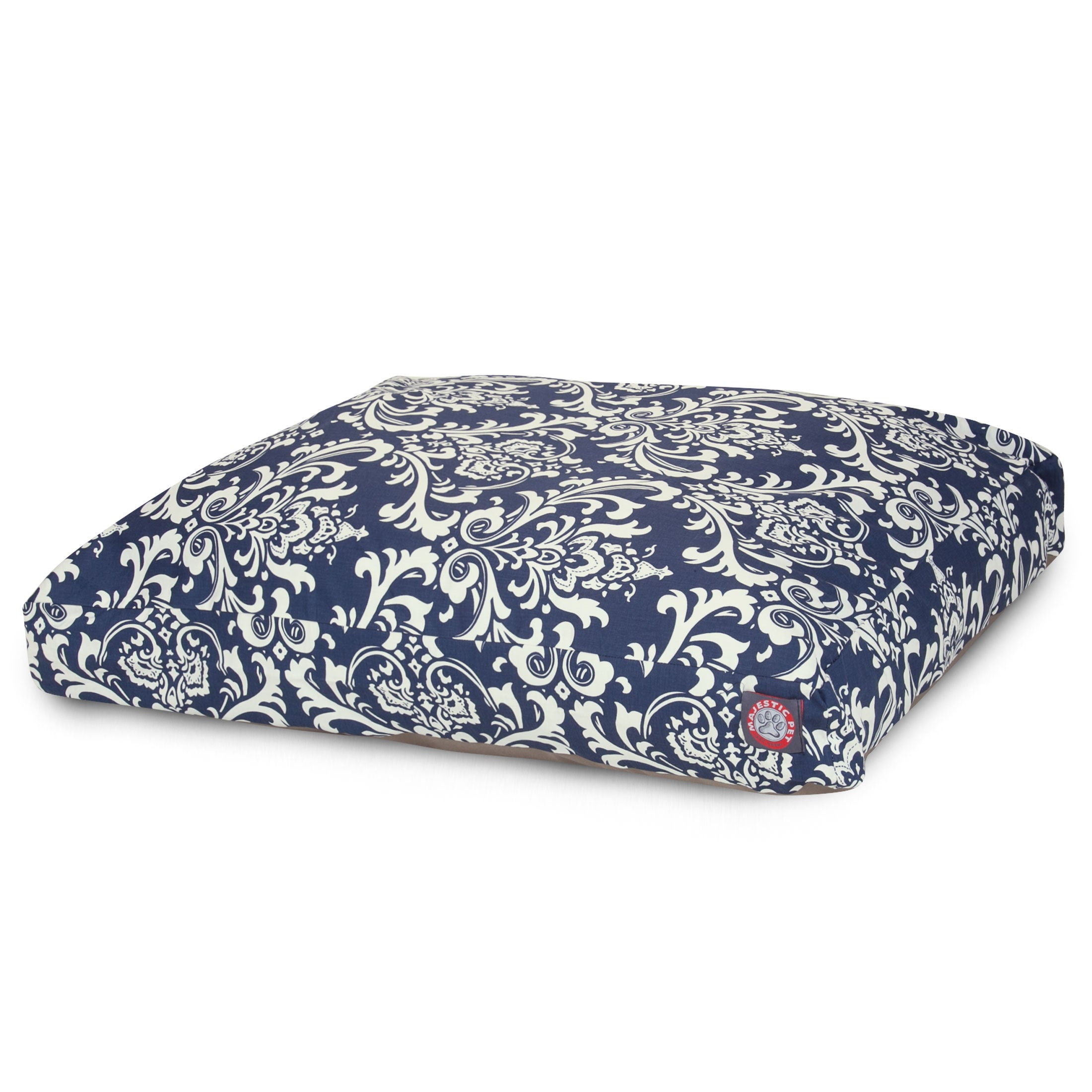 Majestic Pet | French Quarter Rectangle Pet Bed For Dogs， Removable Cover， Navy Blue， Medium