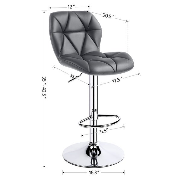 Modern Adjustable Faux Leather Swivel Bar Stool Armless， 2pcs