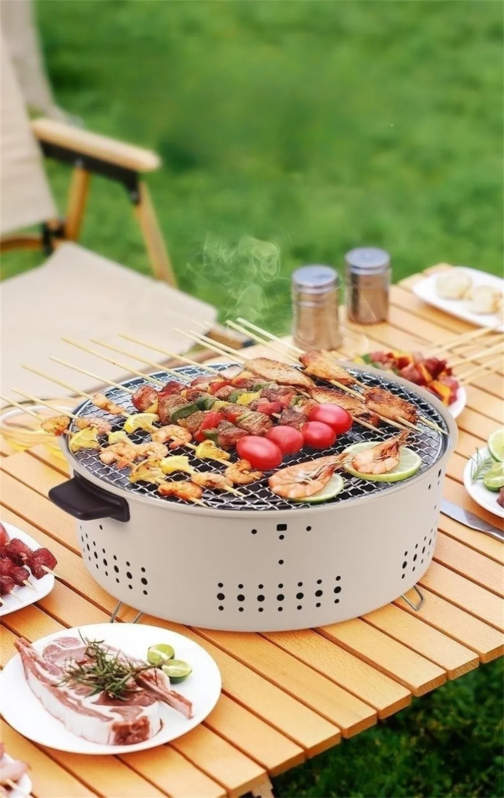 Advanced Technology Folding Hiking Round Charcoal Competitive Low Price Outdoor Thickened Iron Grill