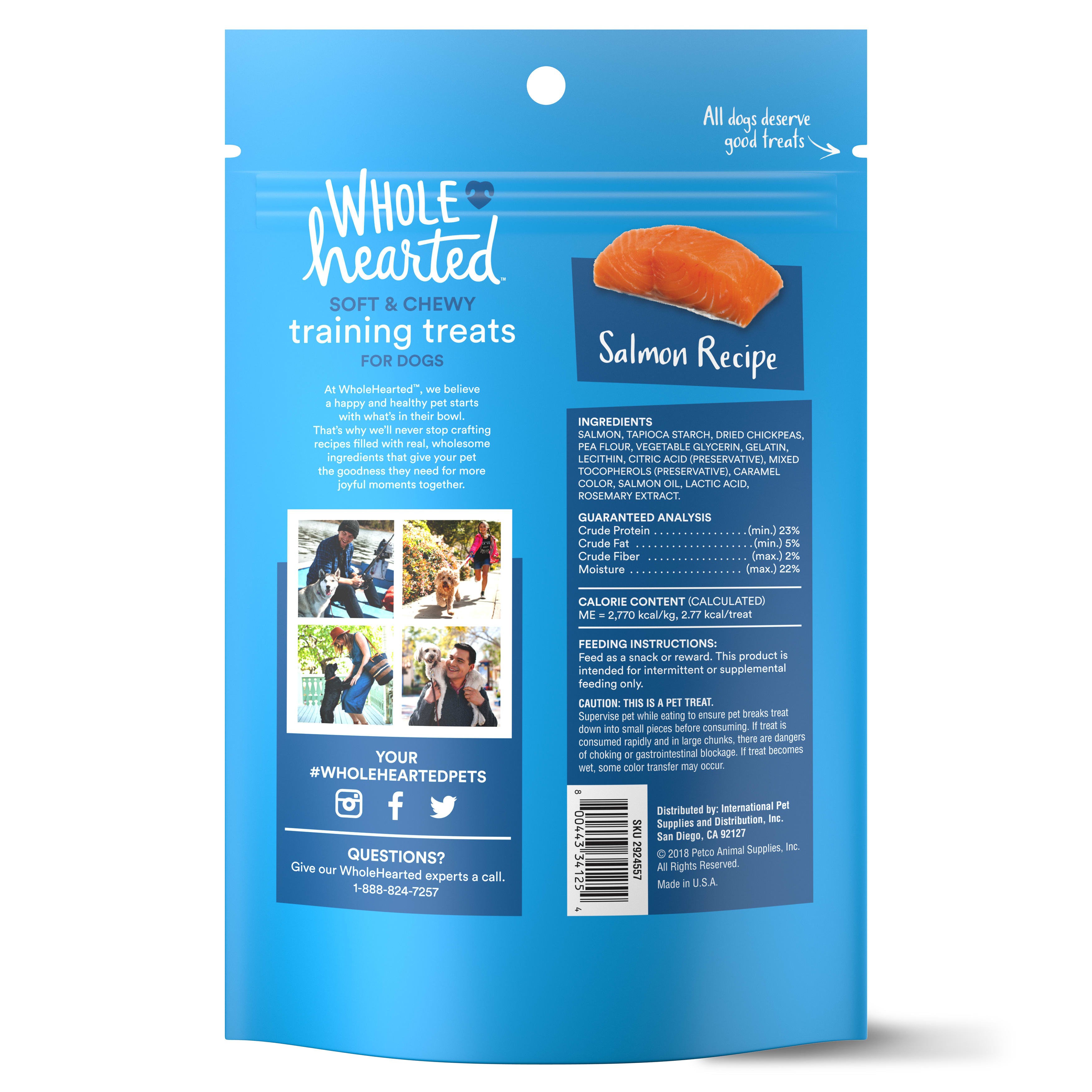 WholeHearted Grain-Free Tender Tidbits Salmon Recipe Dog Training Treats， 6 oz.