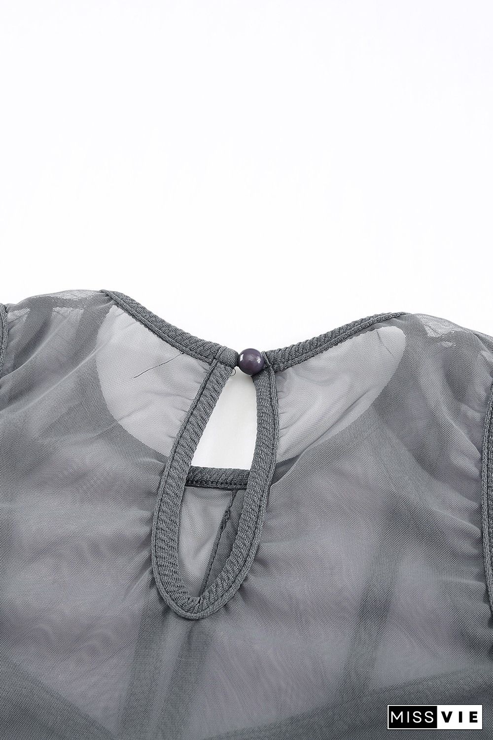 Gray Strappy Mesh Splicing Ribbed Tank Top