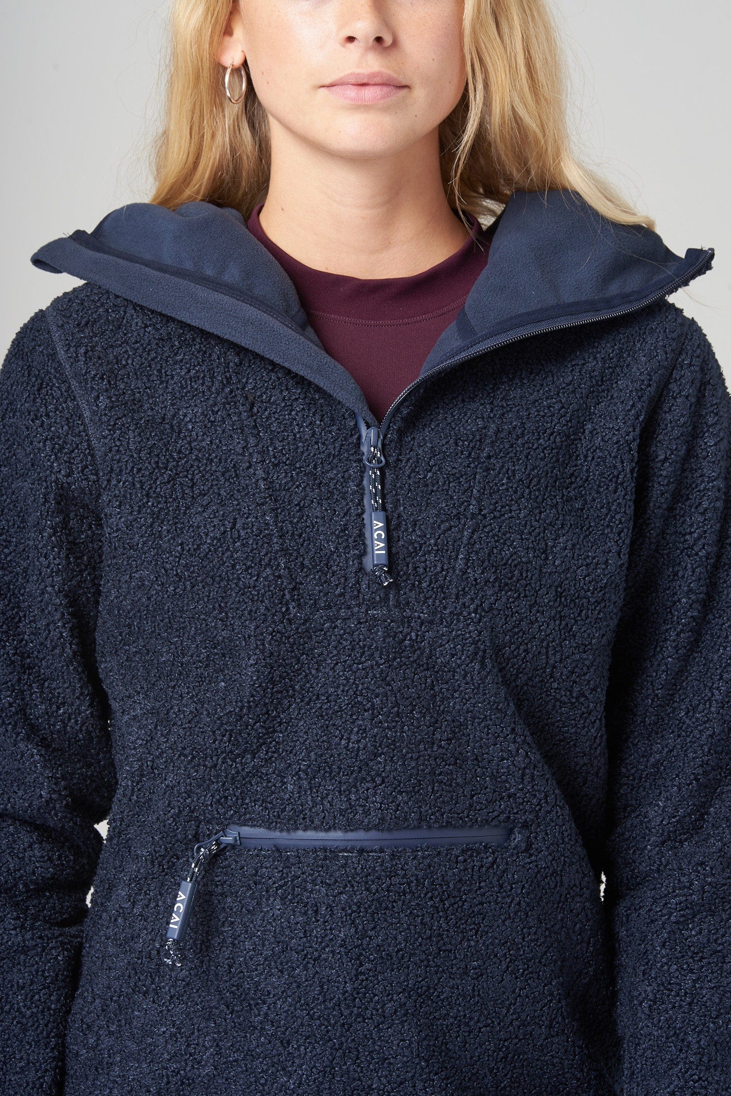 Windproof Fleece Hoodie - Deep Navy