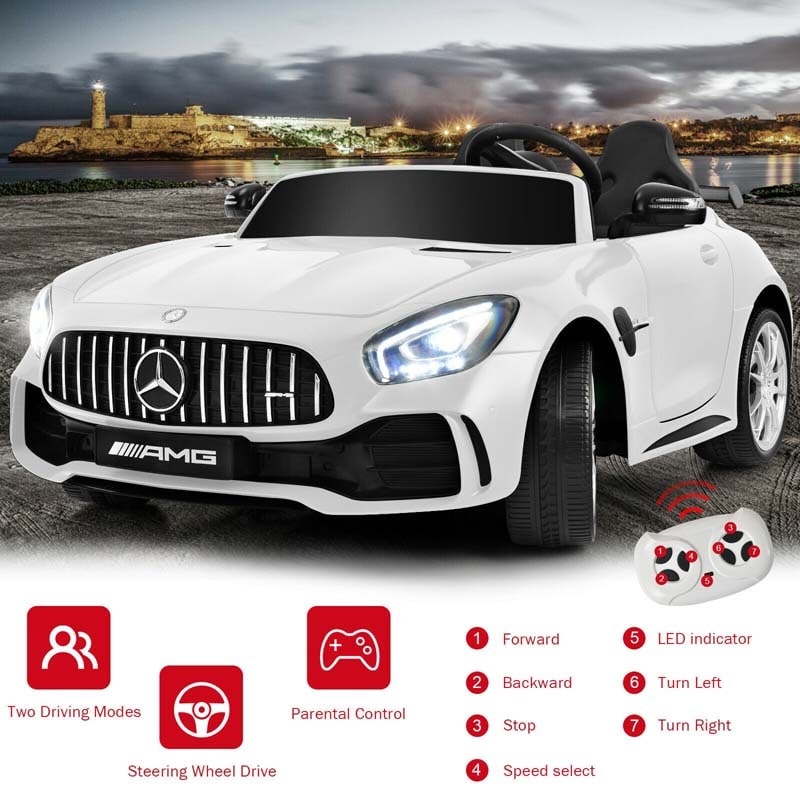 Licensed Mercedes Benz AMG GTR 2-Seater Ride-on Car 12V Battery Powered Vehicle Kids Riding Toy Car with Remote