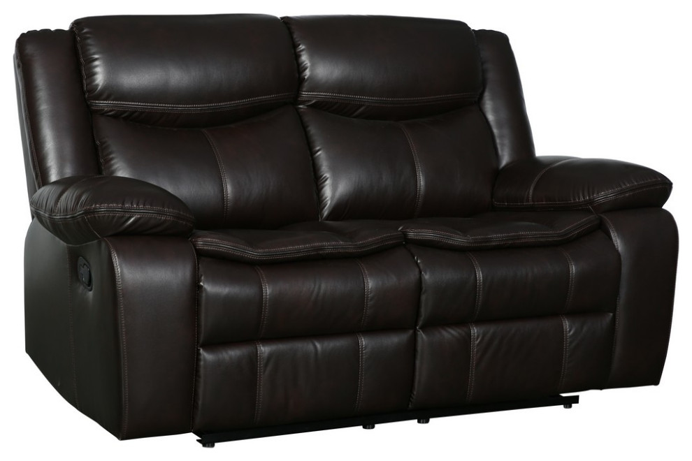 64 quotBrown and Black Faux Leather Manual Reclining Love Seat   Contemporary   Loveseats   by HomeRoots  Houzz