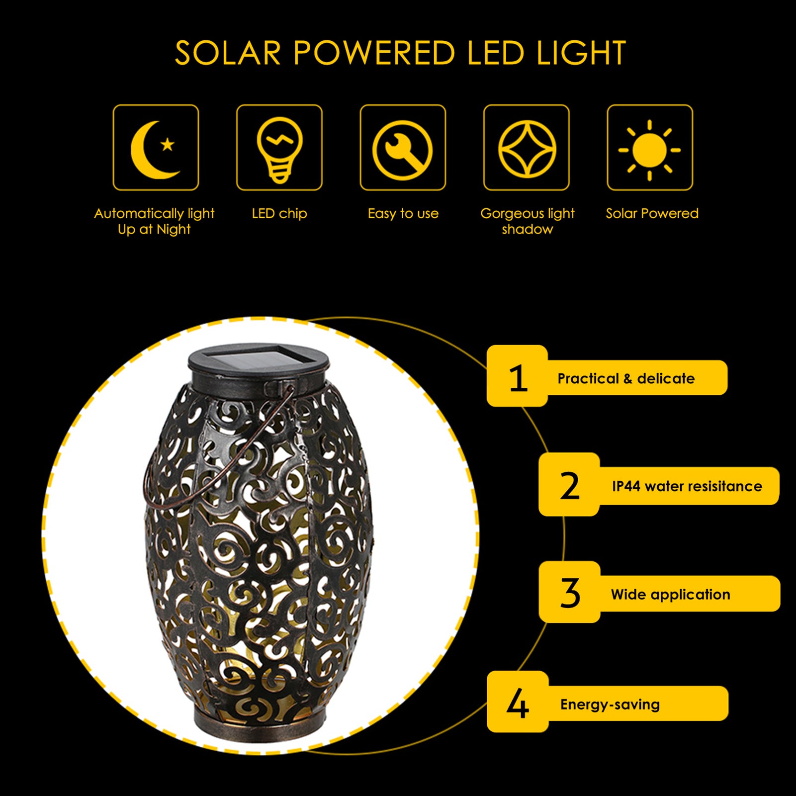 Tomshine Solar Power Energy LED Lantern Light Outdoor Hanging Lamp IP44 Water Resistance for Patio Garden Courtyard Pathway