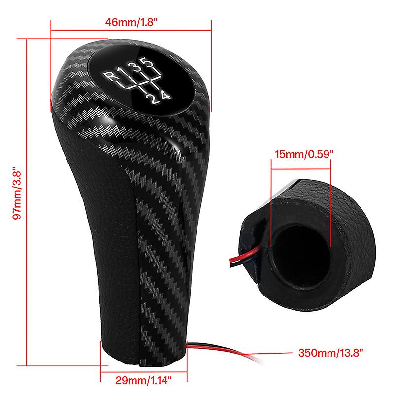 Suitable For Bmw 3 Series 5 Series Carbon Fiber Gear Shift Handball With Light And Wire Gear Shift Handball 5/6 Speed White Light