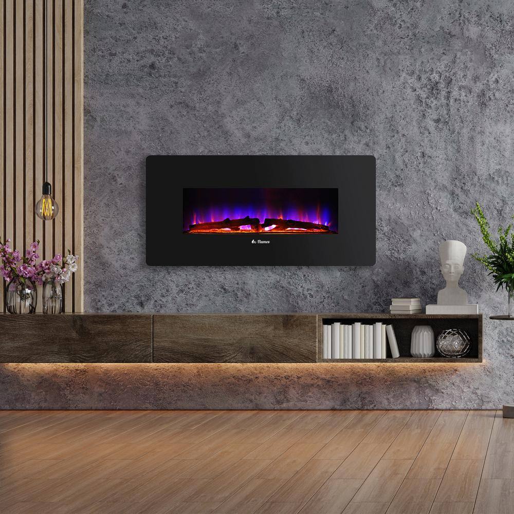 TURBRO 36 in. 4780 BTU Modern Fireplace Convective Electric Wall-Mounted Heater with Optional Standing Base INF36-W