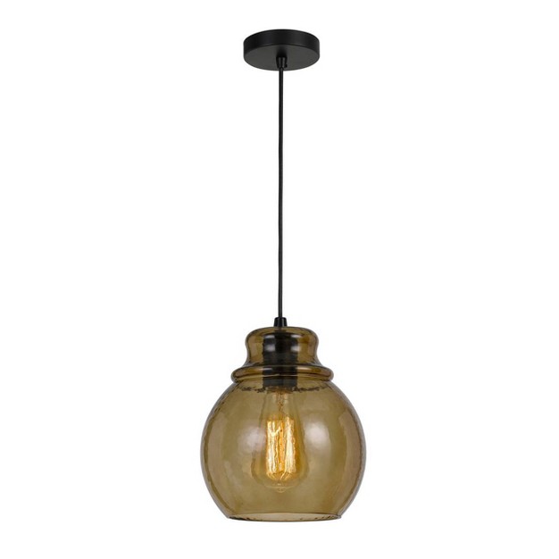 X 7 quot Rovigo Rippled Glass Pendant Amber Cal Lighting