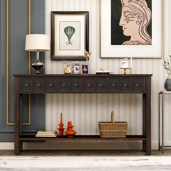 Nestfair Entryway Console Table with Drawers and Bottom Shelf