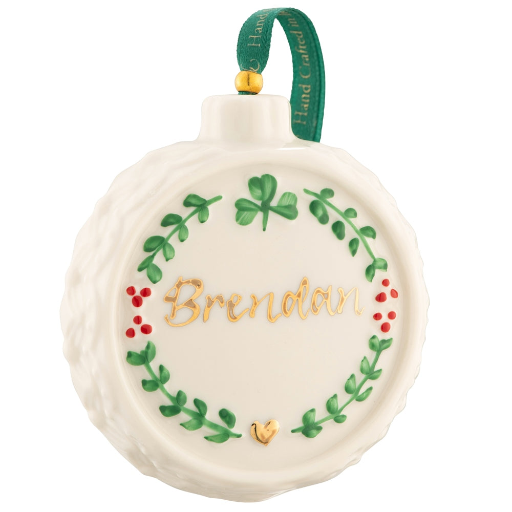 Belleek Classic Personalised Christmas Wreath Ornament