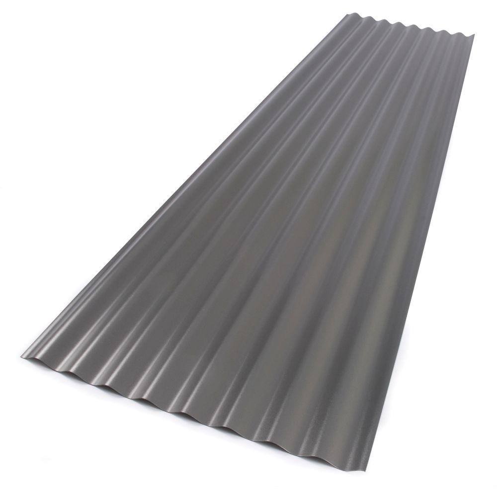 Suntop 26 in. x 12 ft. Foamed Polycarbonate Corrugated Roof Panel in Castle Grey 108975