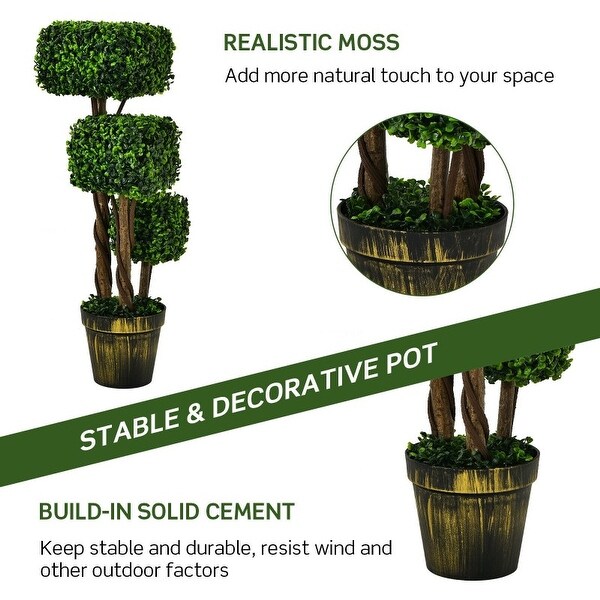 36 Artificial Boxwood Topiary UV Protected Indoor Outdoor Tree