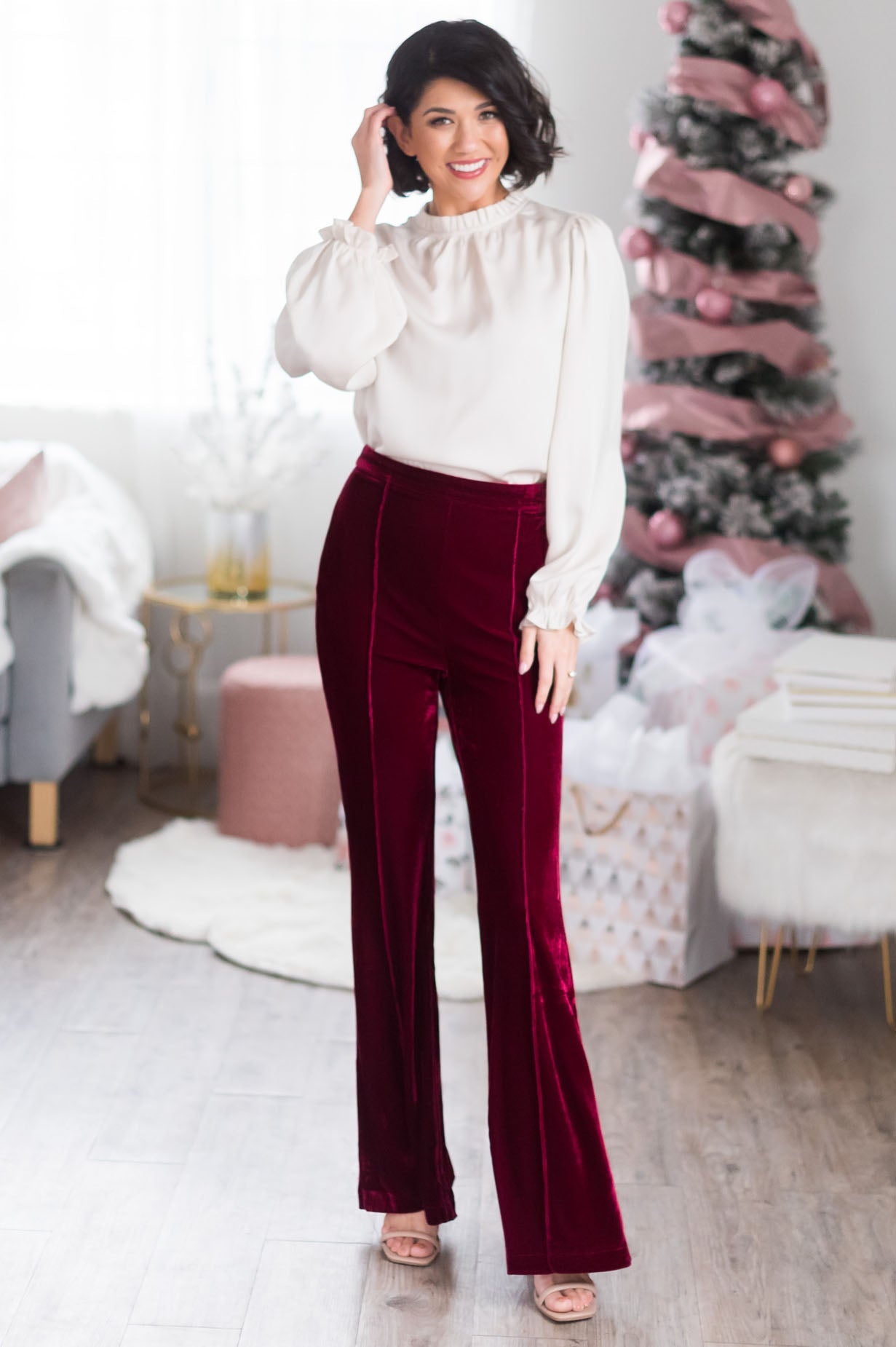 Cheerful Velvet Flare Pants