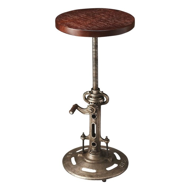 Transitional Industrial Chic Wood and Metal Round Bar Stool - Multicolor