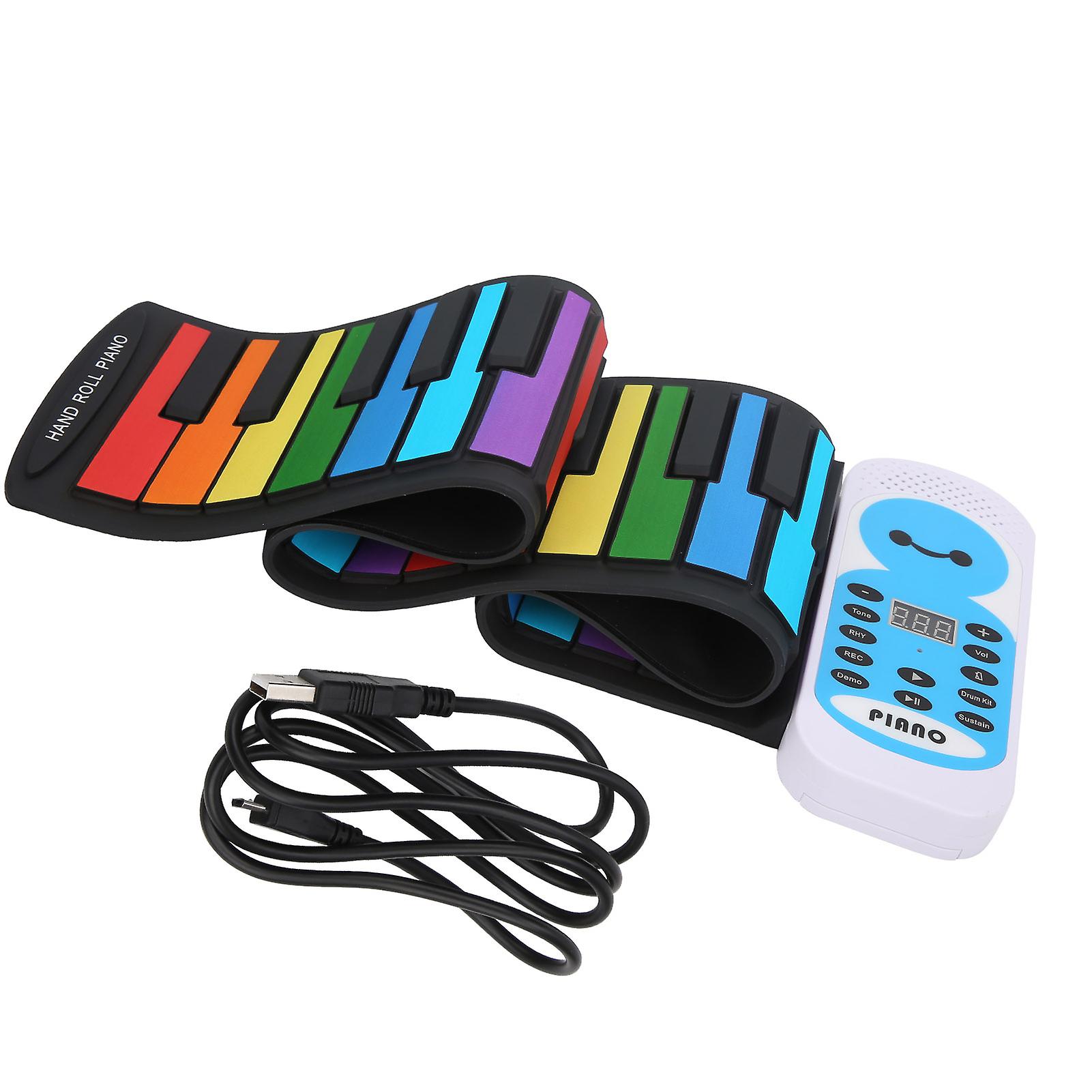 Soft Keyboard Piano 49key Roll Up Rainbow Portable Piano Silicone Toy For Beginners Kids