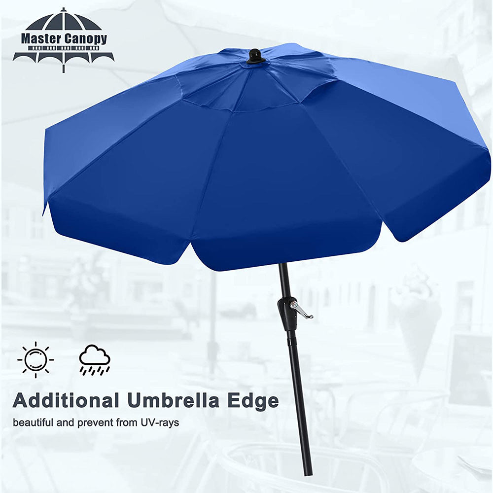 Valance Patio Umbrella For Outdoor Table Market -8 Ribs (9Ft, Blue)