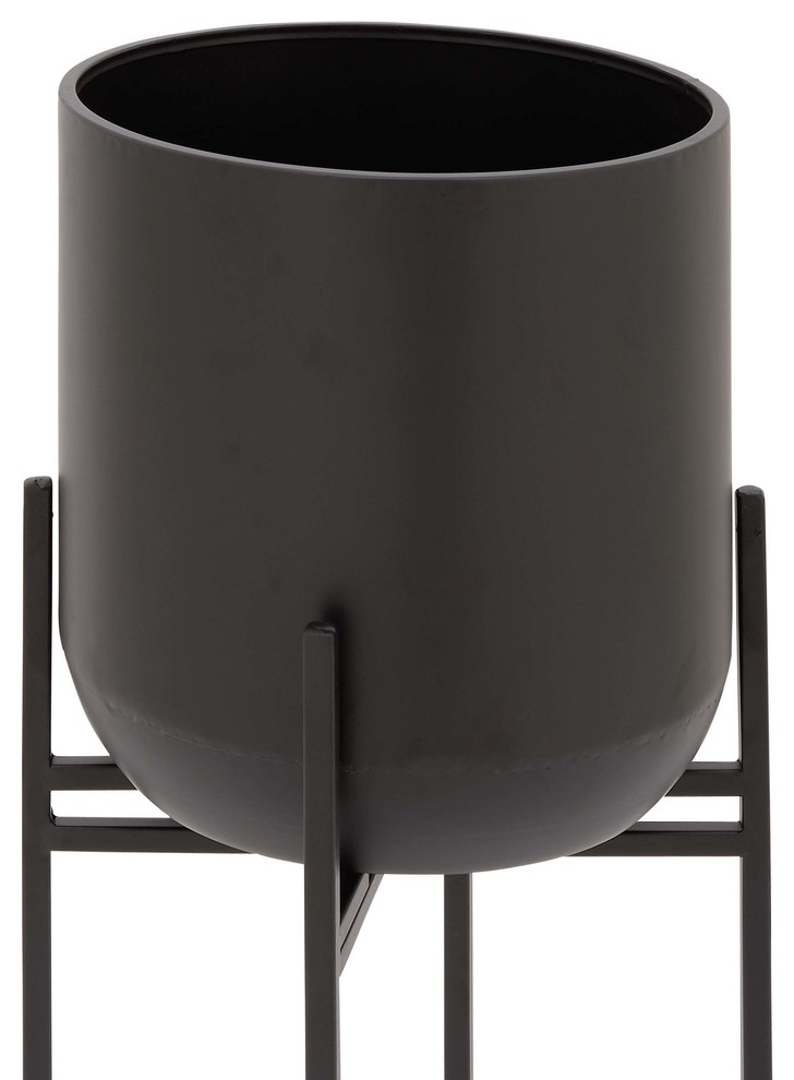 Modern Black Metal Planter 74805   Transitional   Outdoor Pots And Planters   by pruneDanish  Houzz