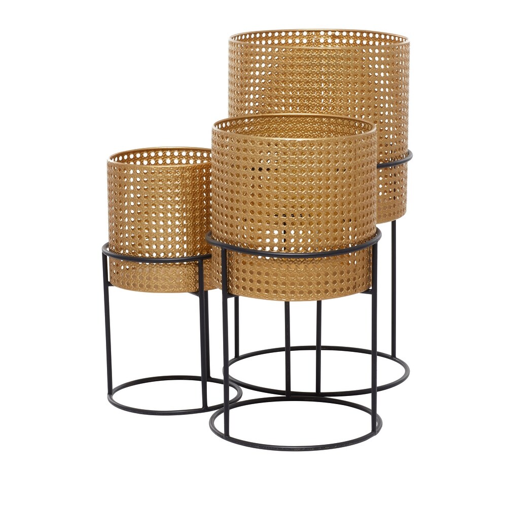 White Black or Gold Basket Style Glam Modern Planter Stands (Set of 3)   S/3 23\