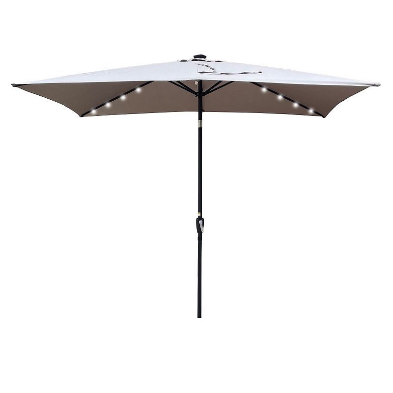 F.C Design Rectangular Solar LED Lighted Outdoor Umbrella - 10 x 6.5t Size - Crank and Tilt - Ideal for Garden， Backyard， Pool