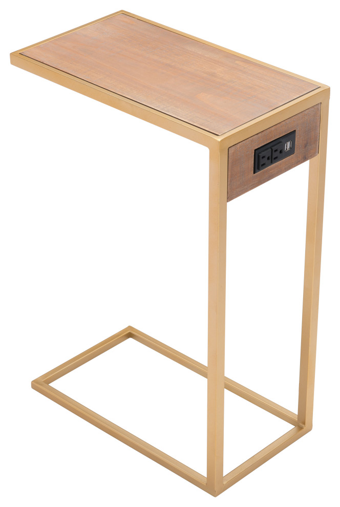 Ike Side Table  Brown  ampGold   Contemporary   Side Tables And End Tables   by Zuo Modern Contemporary  Houzz