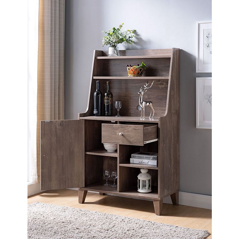 FC Design Hazelnut Baker's Cabinet with 2 Shelves and 1 Drawer Organizer with Spacious Top