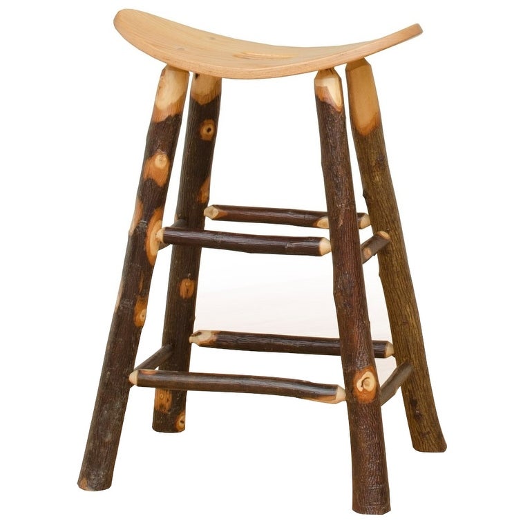 Hickory Log Saddle Stool