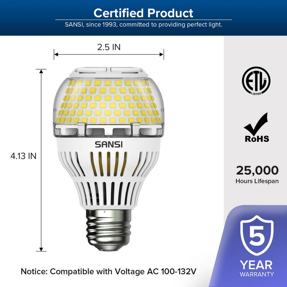 SANSI 150-Watt to 200-Watt Equivalent A19 Dimmable LED Light Bulb in Daylight 5000K (1-Pack) 01-02-001-011750