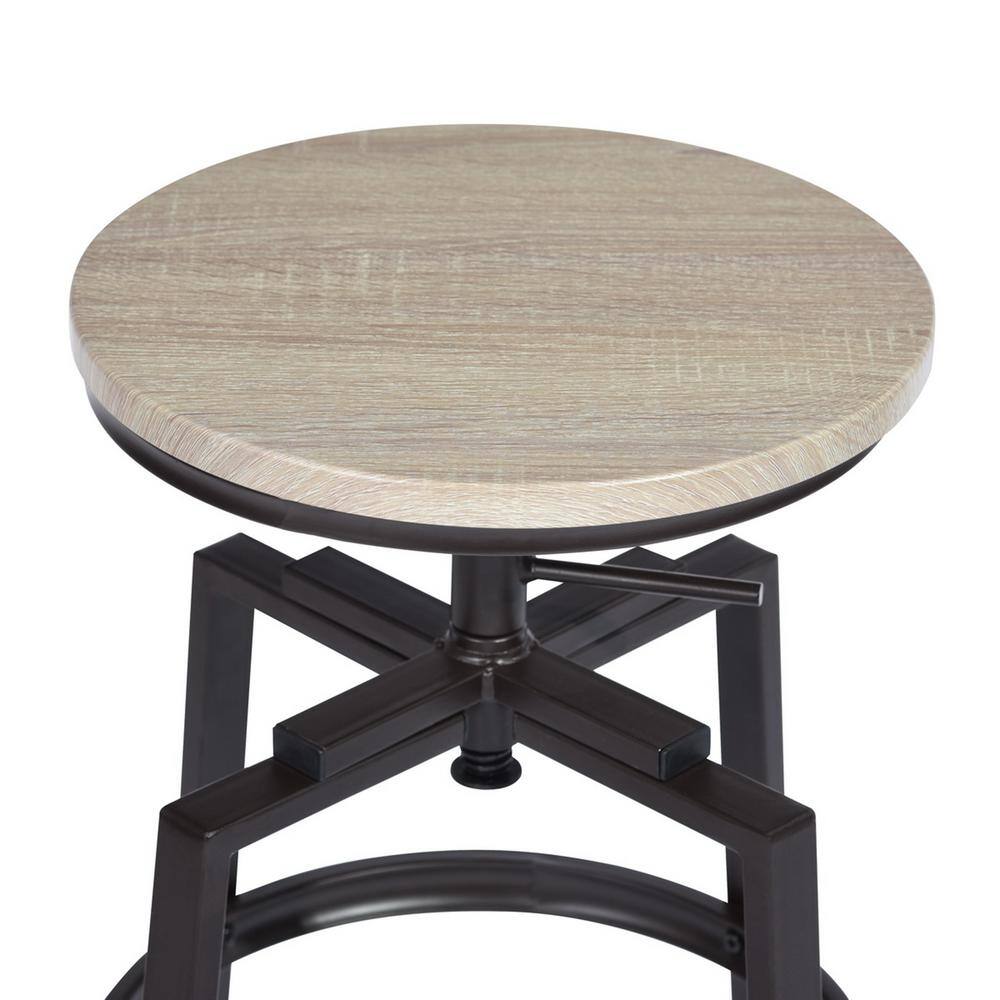 Wateday 29.50 in. Oak Backless Metal Frame Stool Height 28 in. Bar Stool with Wood Seat (Set of 2) YJ-YUKI9596293