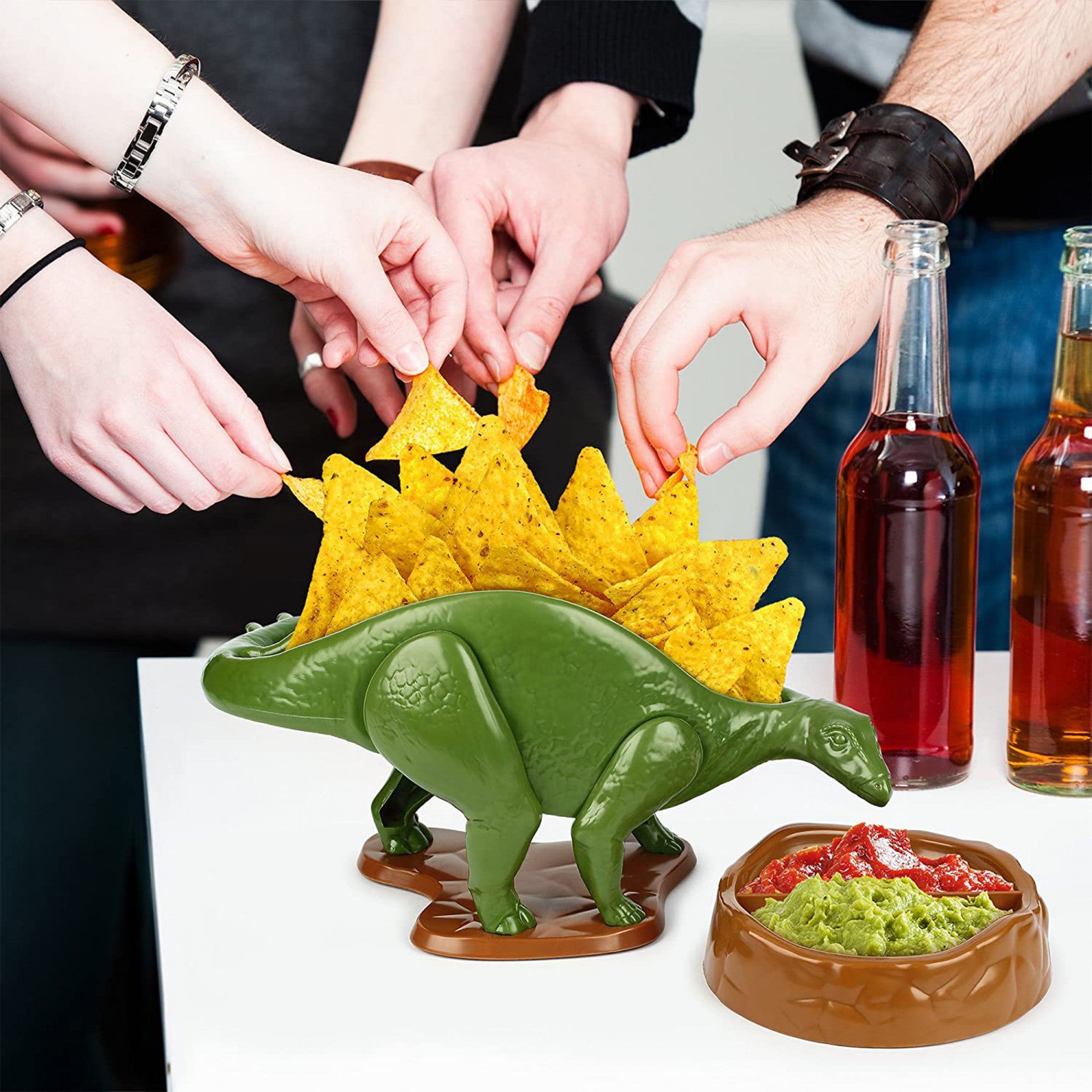 NACHOsaurus Sculpted Dinosaur Snack and Dip Bowl Set