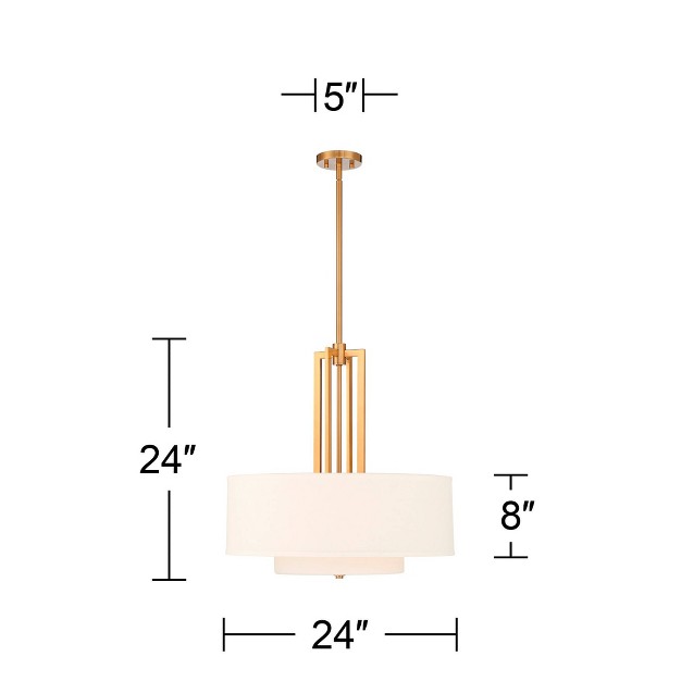 Wide Modern Double Drum Shades 4 light Fixture For Dining Room House Foyer Kitchen Island