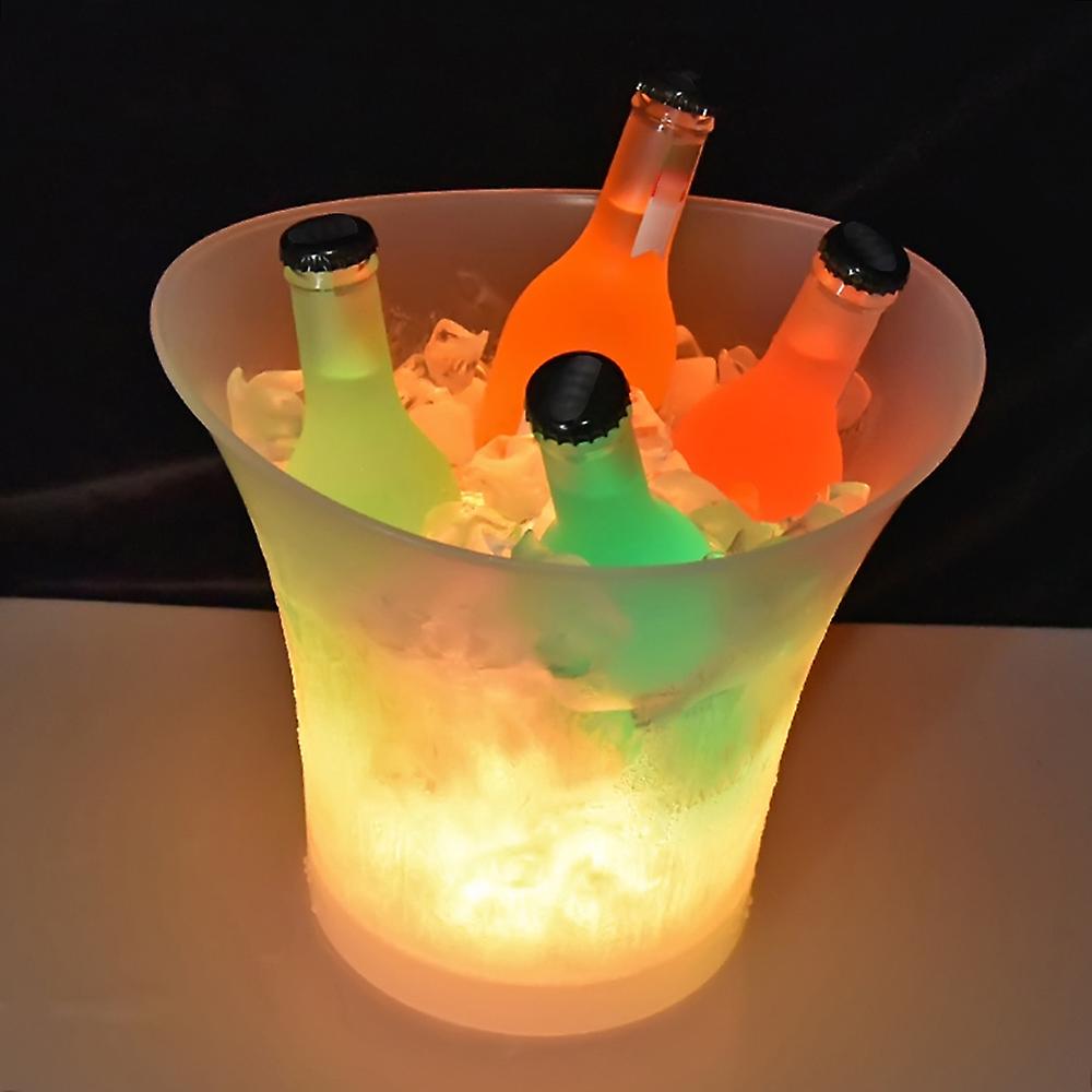 5l High Capacity Led Light Lamp Ice Bucket Curve Design Automatic Color Changing Battery Powered Operated Ip65 Water Resistance For Home Party Bar Clu