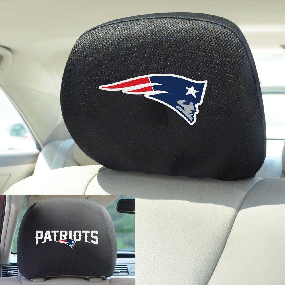 FANMATS NFL New England Patriots Black Embroidered Head Rest Cover Set (2-Piece) 12506