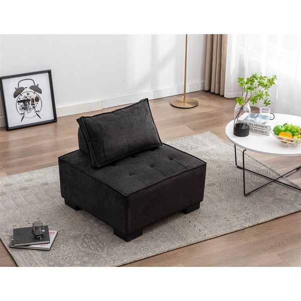 Modern Ottoman Lazy Chair with Solid Wood Legs for Comfortable Relaxation in Your Living Room or Bedroom， Black