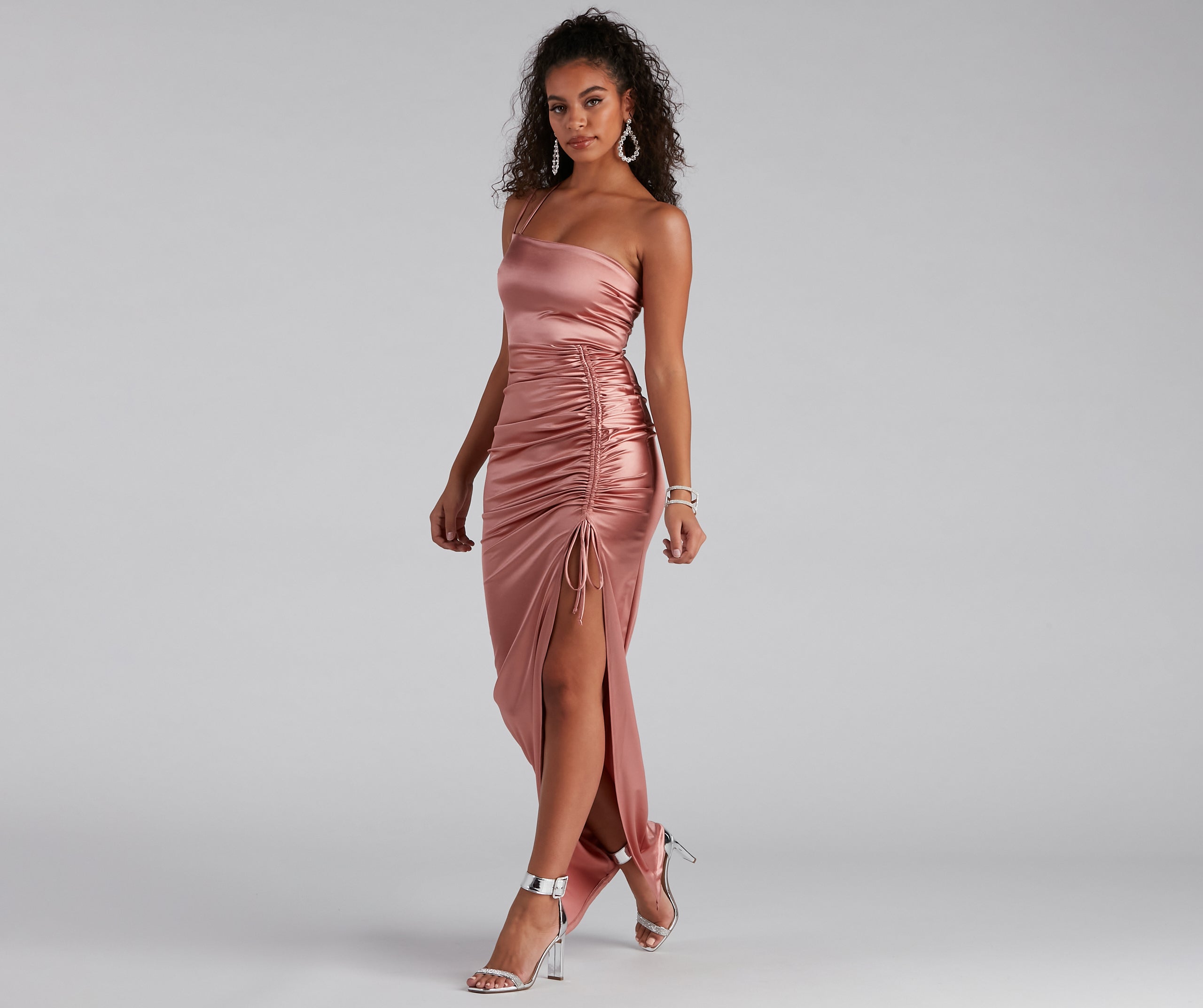 Norah Formal High Slit Satin Dress