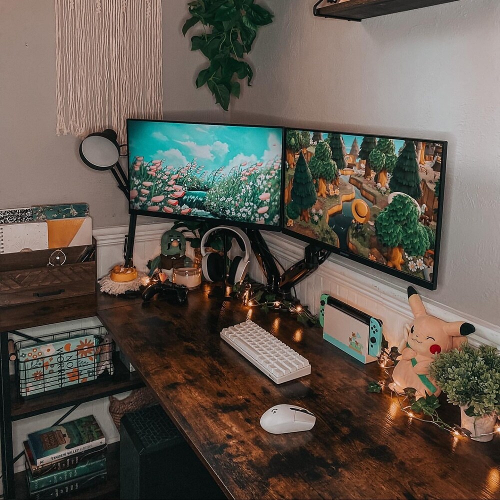 Small L Shaped Desk with Storage Shelves Corner Computer Desk