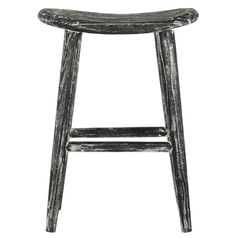 SAFAVIEH 11 inch Colton Wood Black / White Washed Counter Stool   17.7\