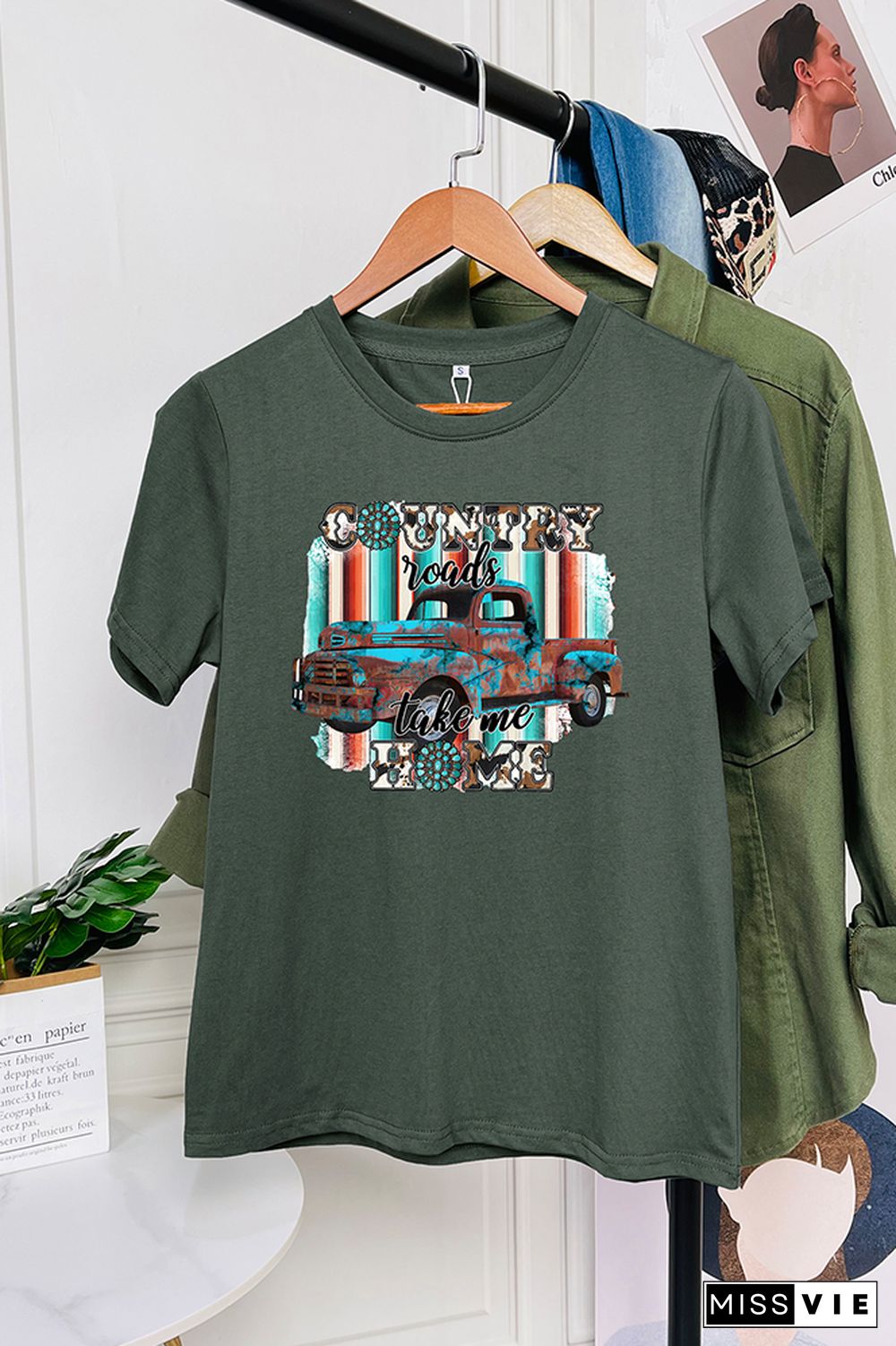 Roads Take Me Print Graphic Tees for Women Wholesale Short Sleeve T shirts Top