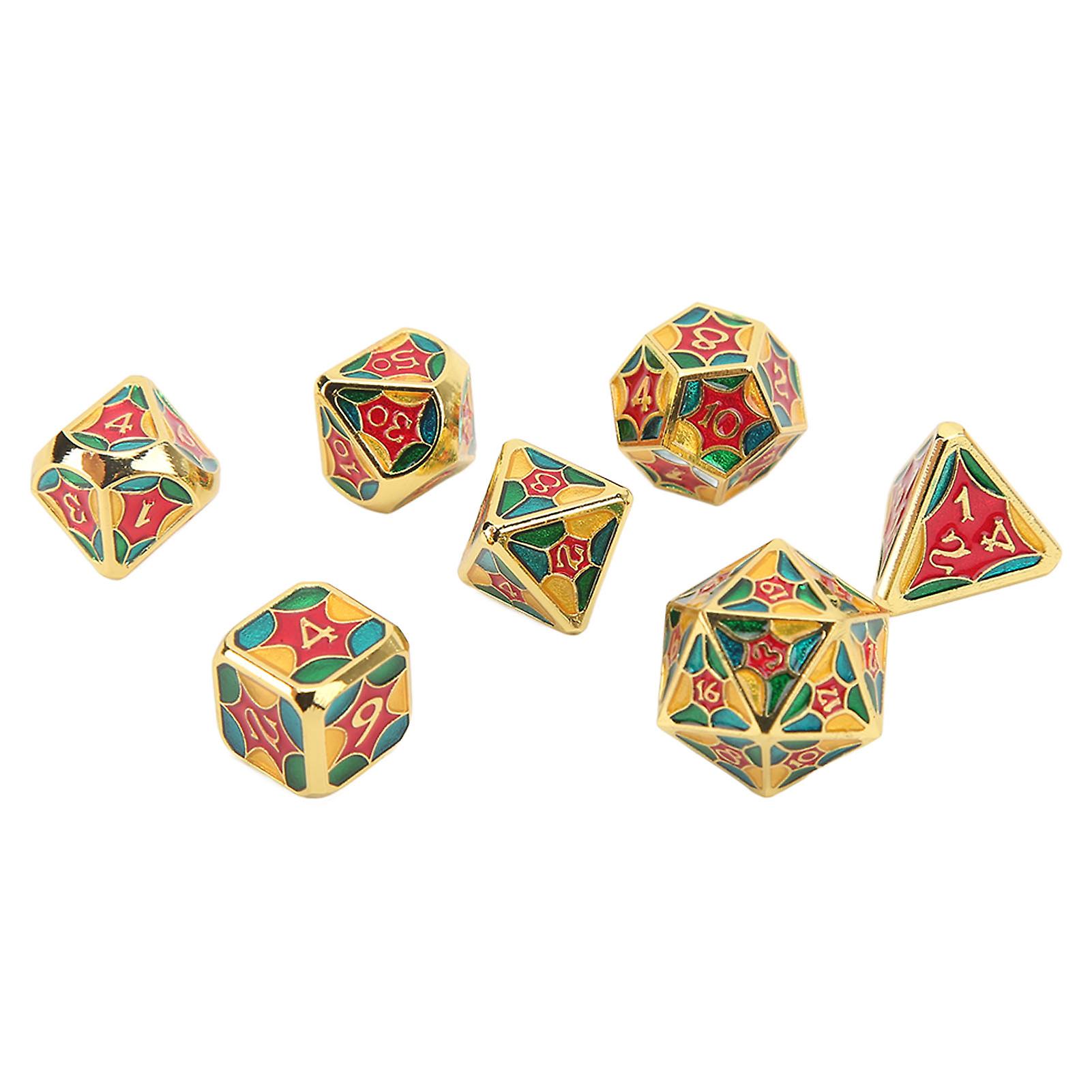 Metal Dice Set Aluminum Alloy Digital Geometry Dazzling Board Game Polyhedral Dice for Role Playing Games