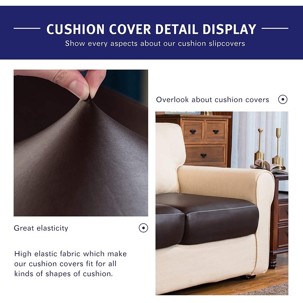 Subrtex Spandex Elastic PU Leather Water Proof Cushion Slipcovers   2pcs