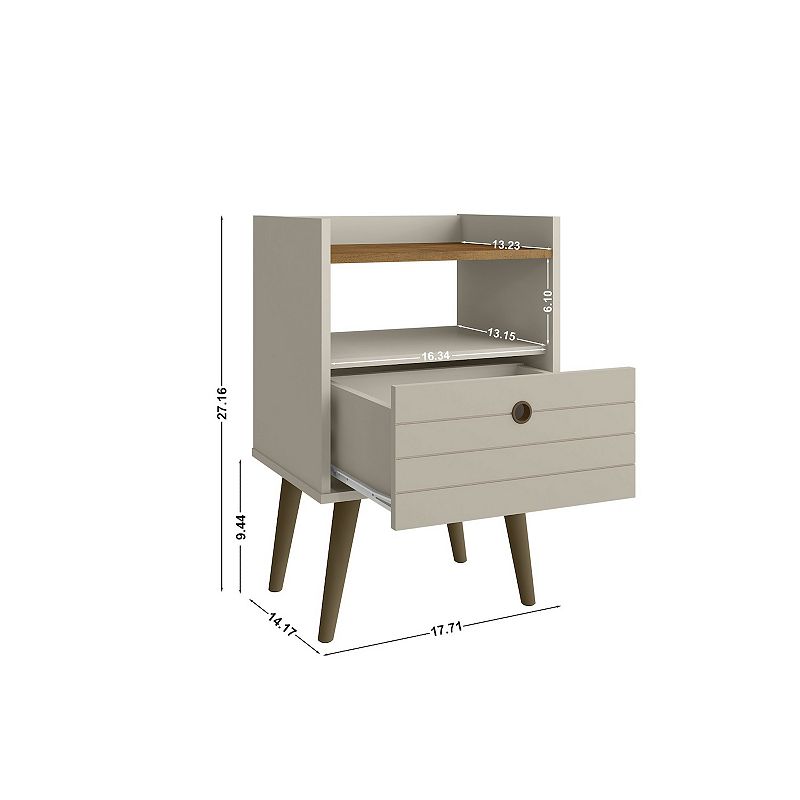 MANHATTAN COMFORT Bogart Mid-Century Modern Nightstand Table