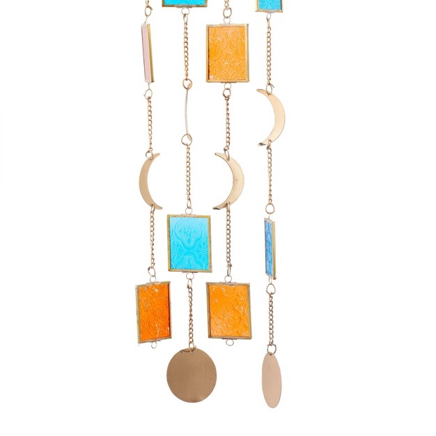 Iron Contemporary Moon And Star Windchime Gold blue orange Olivia amp May